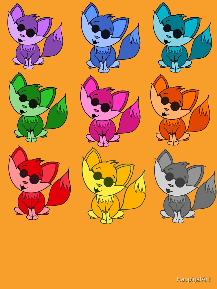Thumbnail 7 of 7, Classic T-Shirt, Cute Cool Foxes Babies Rainbow Multi designed and sold by HappigalArt.