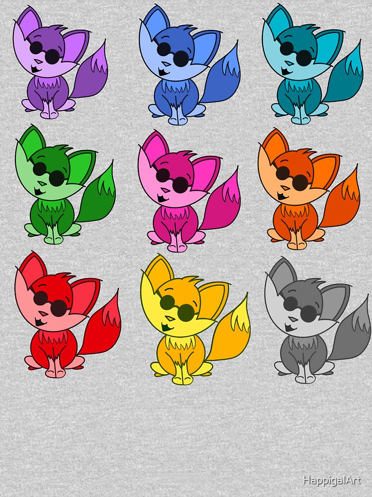 Cute Cool Foxes Babies Rainbow Multi by HappigalArt