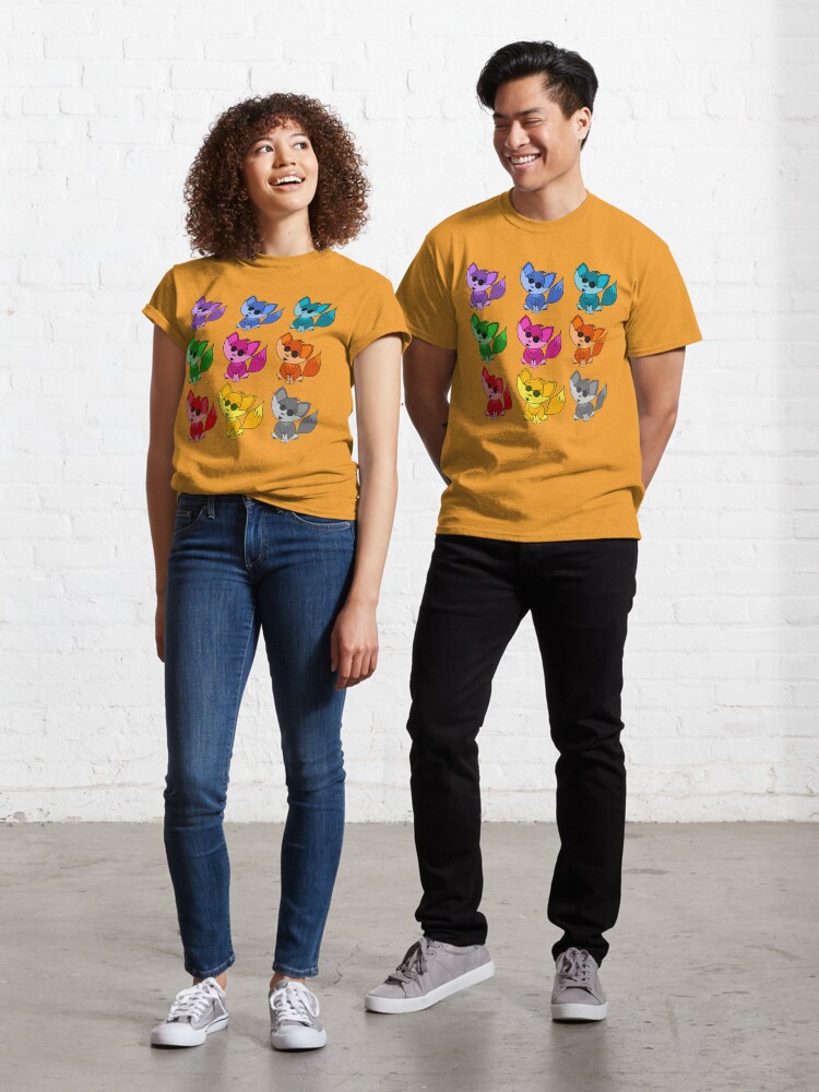 Thumbnail 1 of 7, Classic T-Shirt, Cute Cool Foxes Babies Rainbow Multi designed and sold by HappigalArt.