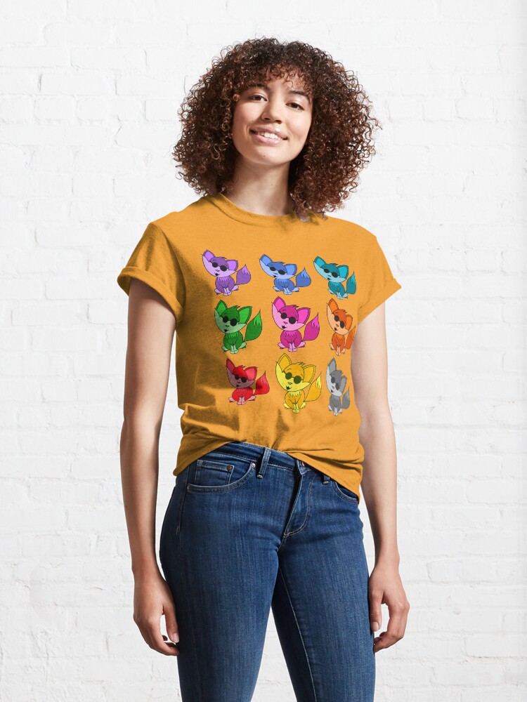 Thumbnail 4 of 7, Classic T-Shirt, Cute Cool Foxes Babies Rainbow Multi designed and sold by HappigalArt.