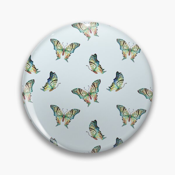 Artikelvorschau, Watercolor Blue Butterflies on Aqua Blue entworfen und verkauft von Sharon Schwalbe.