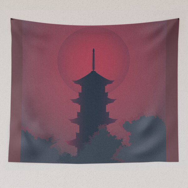 Item preview, Japanese Pagoda with Red Sun designed and sold by MythoCulture.