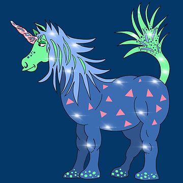 Artwork thumbnail, Mystical Magical Unicorn Blue by HappigalArt