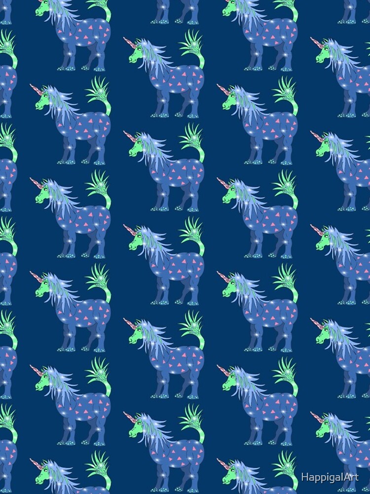 Mystical Magical Unicorn Blue by HappigalArt