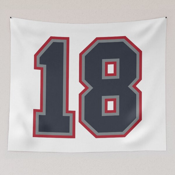 Item preview, 18 Navy Grey Red Sports Number Eighteen designed and sold by HelloFromAja.