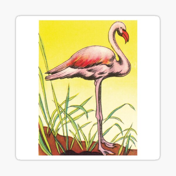 16 oiseaux stylisés : le flamant rose  Sticker