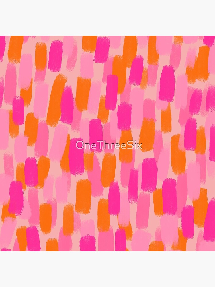 Thumbnail 4 of 4, Pillow, Abstract, Pink with Orange, Paint Brush Effect designed and sold by OneThreeSix.
