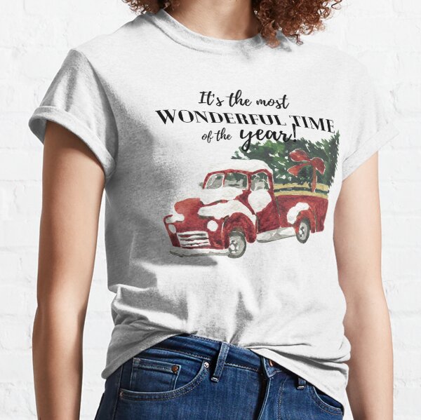 Most Wonderful Time of the Year Red Watercolor Truck Classic T-Shirt