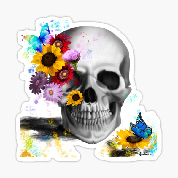 Item preview, Gothic floral skull with butterflies for colored backgrounds. designed and sold by Something Arty.