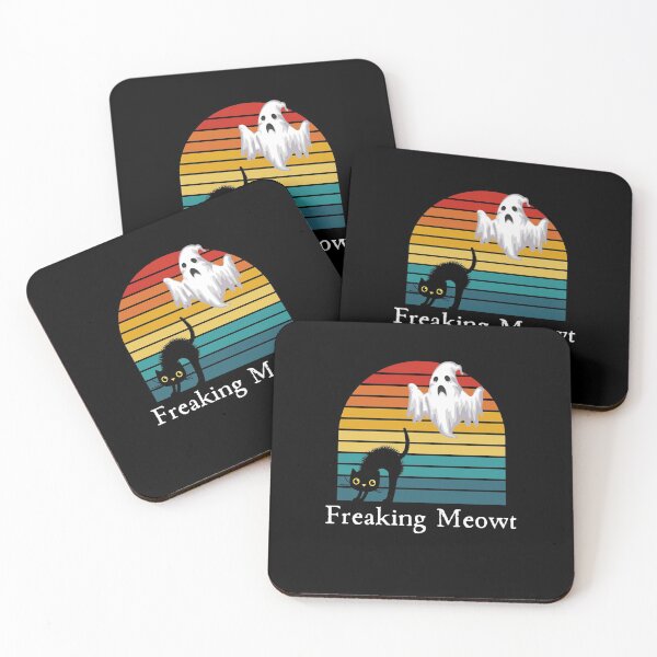 Item preview, Halloween Vintage Ghost Freaking Meowt Cat Retro Sunset designed and sold by Krafty  Arts Studio.