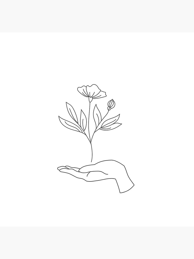 Hand Holding Flower Line Art Sticker For Sale By Kailanikaptures Redbubble