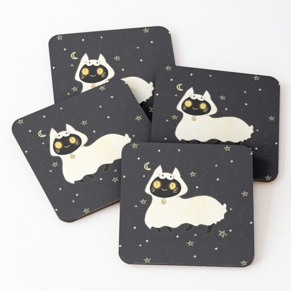Item preview, Ghost cat on a starry night designed and sold by CoffeePandaArt.