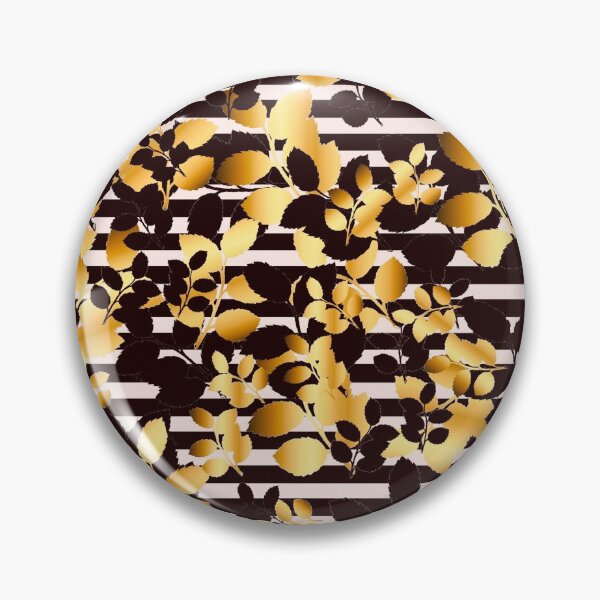 Item preview, Black and vibrant golden leaves on black pink stripes  designed and sold by GittaG74.
