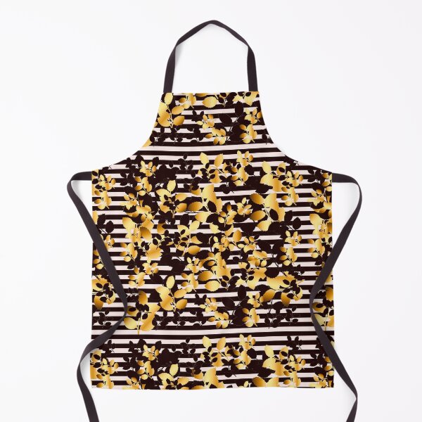 Item preview, Black and vibrant golden leaves on black pink stripes  designed and sold by GittaG74.