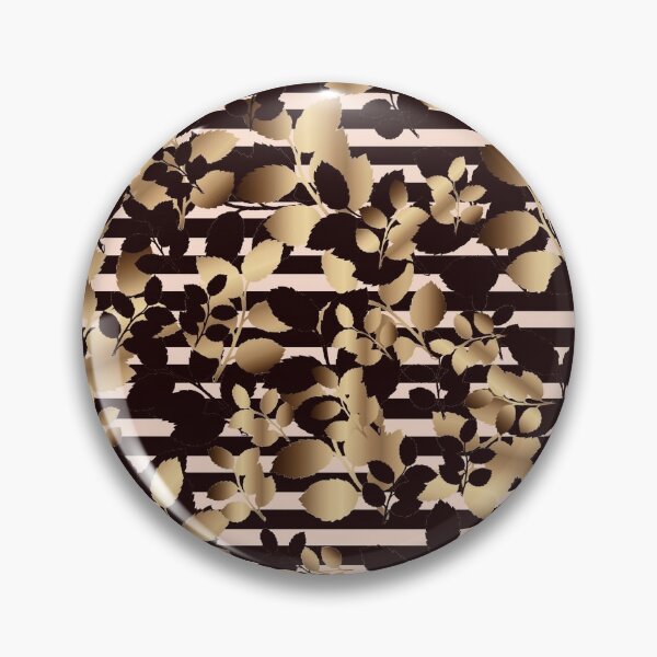 Item preview, Black and dark golden leaves on black pink stripes  designed and sold by GittaG74.