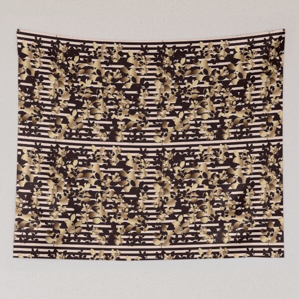 Item preview, Black and dark golden leaves on black pink stripes  designed and sold by GittaG74.