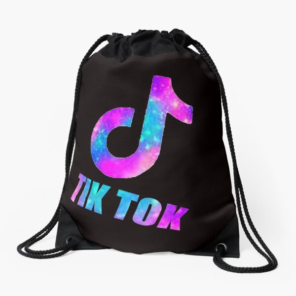 Tik Tok Logo Drawstring Bags Redbubble