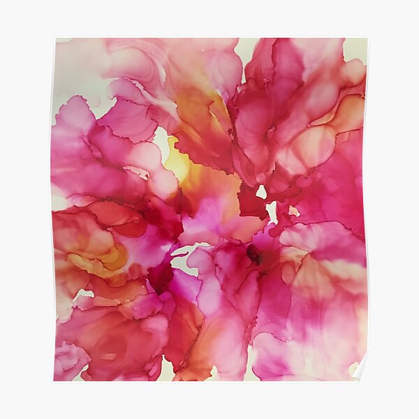 Pink Blooms Alcohol Ink Poster