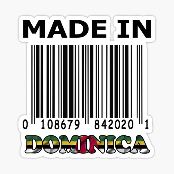 Fake bar code made in Dominica design. Sticker