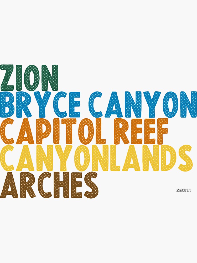 Thumbnail 3 of 3, Sticker, Utah Big 5 National Parks designed and sold by zsonn.