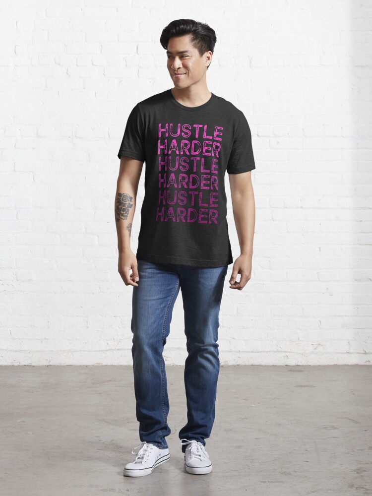 Alternate view of Hustle Harder Pink Essential T-Shirt