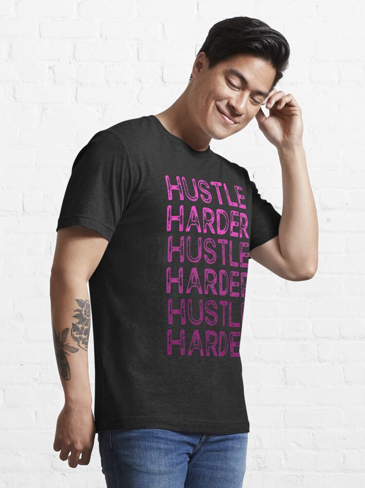Alternate view of Hustle Harder Pink Essential T-Shirt