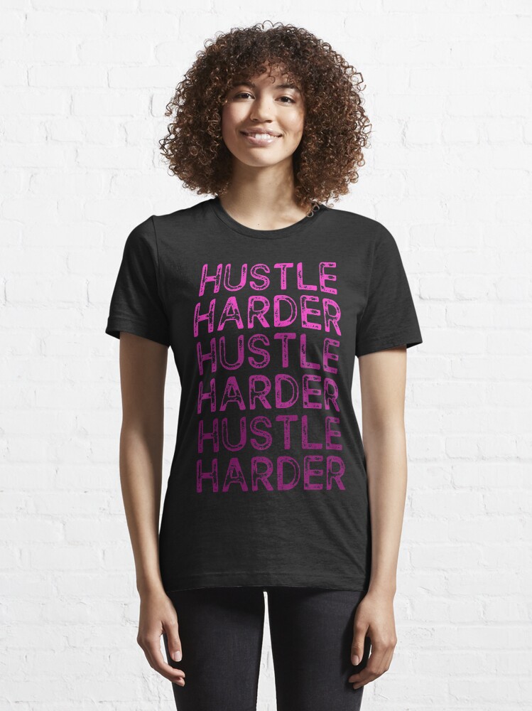 Alternate view of Hustle Harder Pink Essential T-Shirt