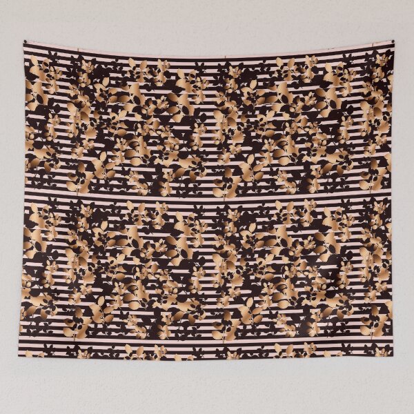Item preview, Black and rose golden leaves on black pink stripes  designed and sold by GittaG74.