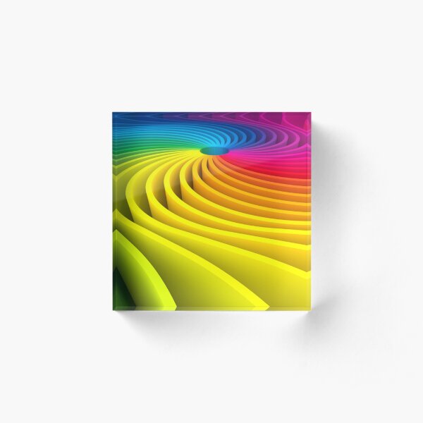 Rainbow Spiral 3D Acrylic Block