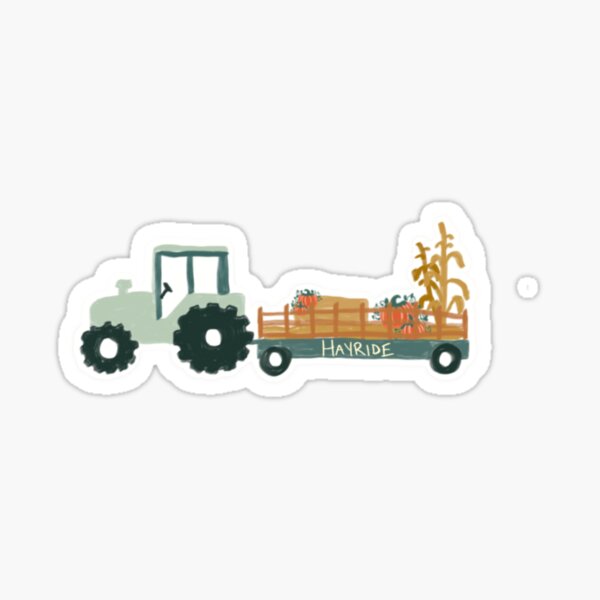 Item preview, Fall Hayride Tractor Sticker designed and sold by TimberAndSeaCo.
