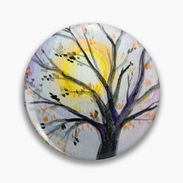 Item preview, autumn tree in the moonlight silhouette watercolor designed and sold by Stephanie  Skeem.
