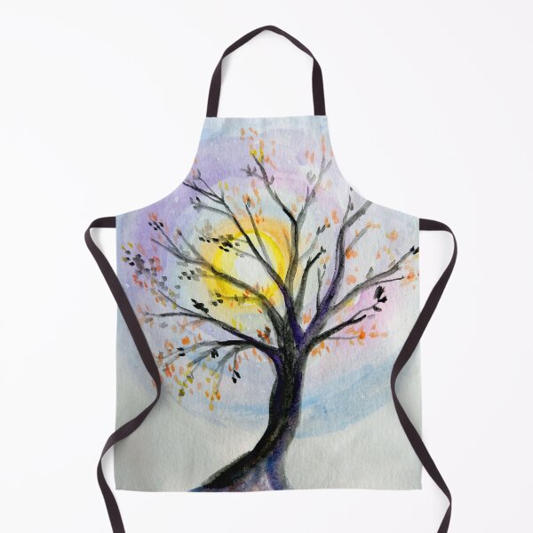 Item preview, autumn tree in the moonlight silhouette watercolor designed and sold by Stephanie Skeem.