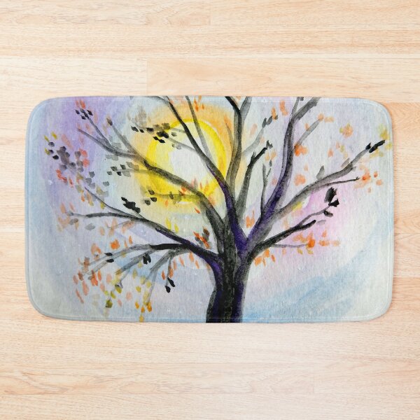 Item preview, autumn tree in the moonlight silhouette watercolor designed and sold by Stephanie  Skeem.