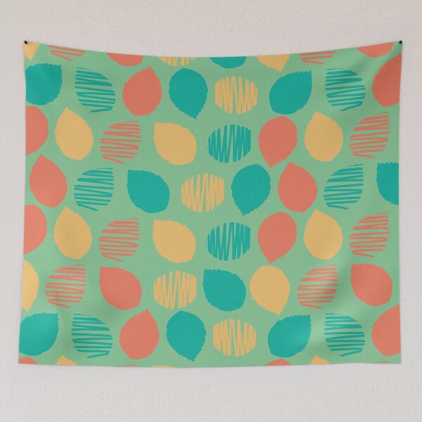 Item preview, Vector green colourful abstract leaves shapes polka dot pattern. designed and sold by jamiesoondesign.