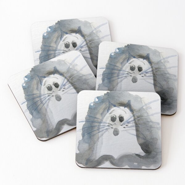 Item preview, watercolor ghost ghostcat designed and sold by Stephanie Skeem.