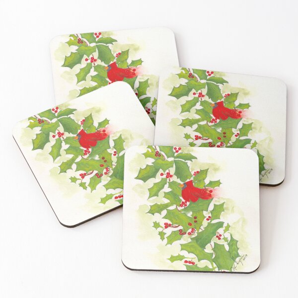 Item preview, Holly Branch with Berries and Red Cardinal designed and sold by karen  curinga.