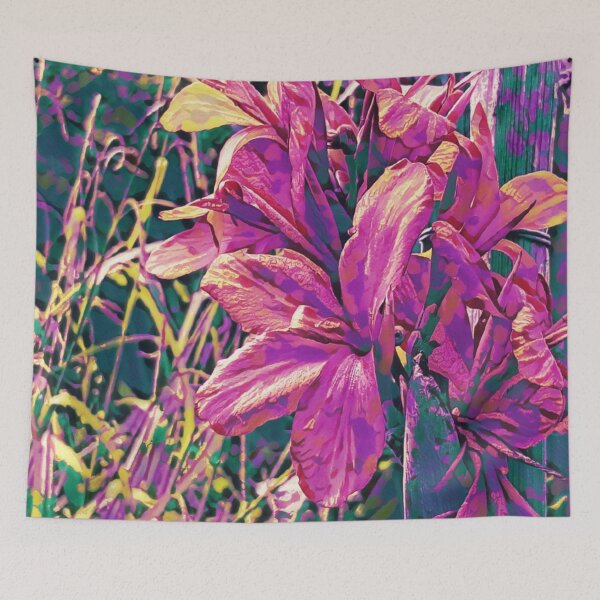Item preview, Beautiful fuchsia pink summer flowers colorama natural pattern designed and sold by Joie-et-Poesie.