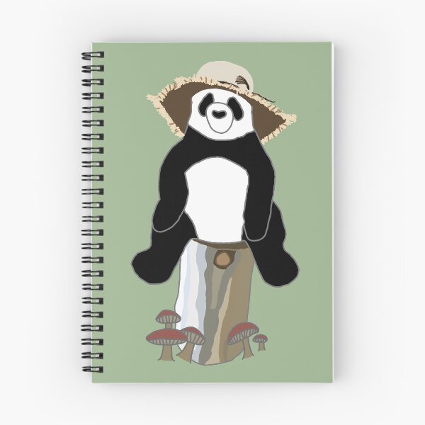 Item preview, Panda with Hat on Tree Stump with Mushrooms designed and sold by designsbyad.