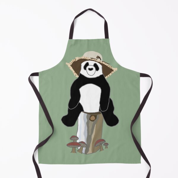 Item preview, Panda with Hat on Tree Stump with Mushrooms designed and sold by designsbyad.