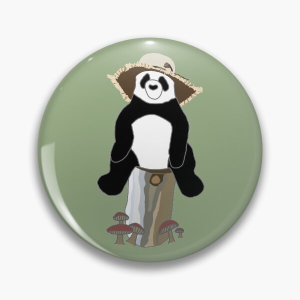 Item preview, Panda with Hat on Tree Stump with Mushrooms designed and sold by designsbyad.