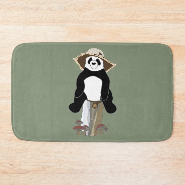 Item preview, Panda with Hat on Tree Stump with Mushrooms designed and sold by designsbyad.