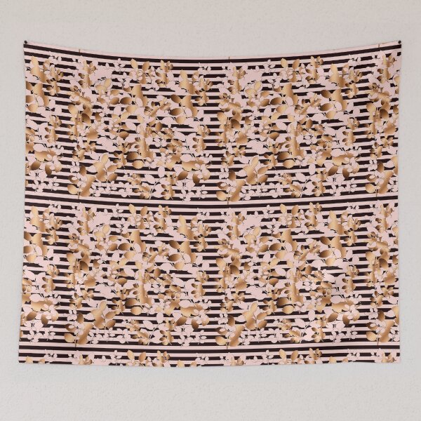 Item preview, Pink and rose golden leaves on black pink stripes  designed and sold by GittaG74.
