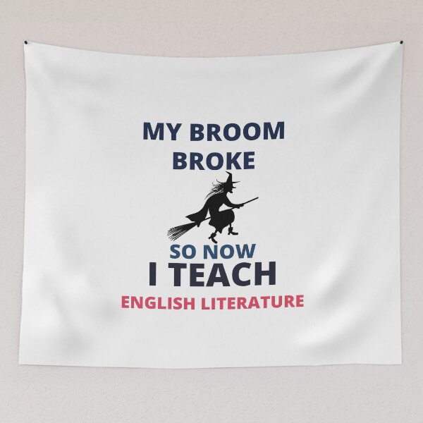 Item preview, my broom broke so now i teach english literature halloween teachers shirt,october school top educators party spirit week orange fall trendy learning vertual designed and sold by BousboulaStorie.