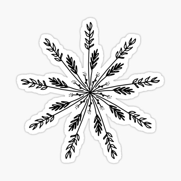 Hand Drawn Radial Floral Snowflake Doodle Sticker