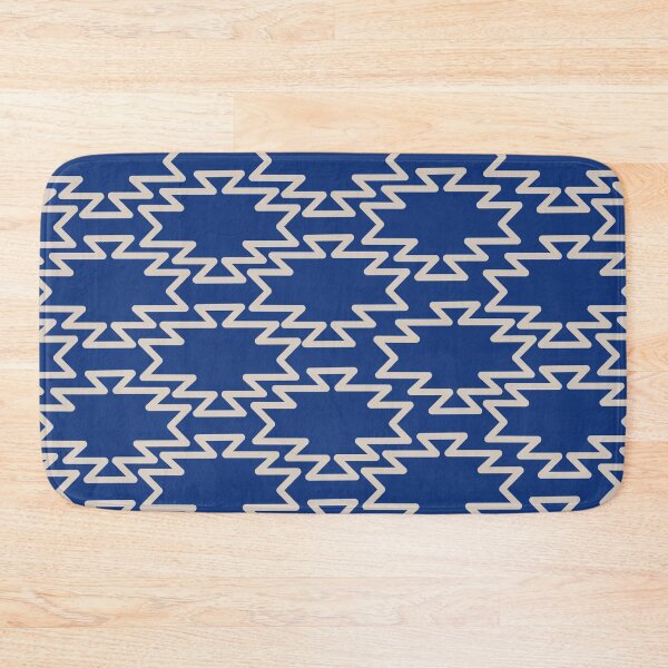 Item preview, Southwest Azteca - Minimalist Geometric Pattern in Stone and Blue designed and sold by kierkegaard.