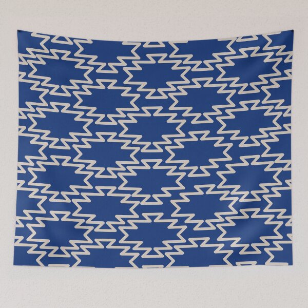 Item preview, Southwest Azteca - Minimalist Geometric Pattern in Stone and Blue designed and sold by kierkegaard.