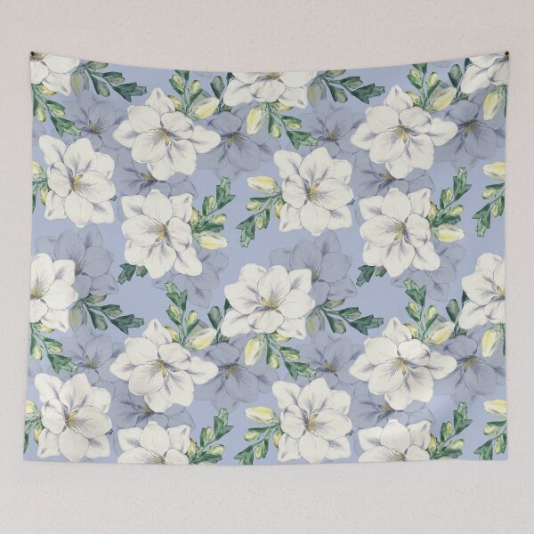 Item preview, White and blue flower pattern designed and sold by EveTStore.