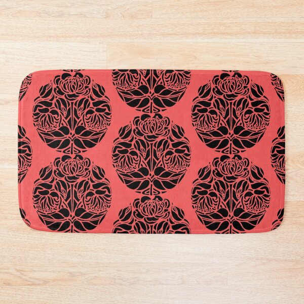 Item preview, Art Nouveau Blooms and Buds Black on Red designed and sold by AlteredAtelier.