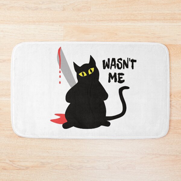 Item preview, Murderous cat holding knife. Funny black Halloween cat wasn't me designed and sold by ReluctantChickn.