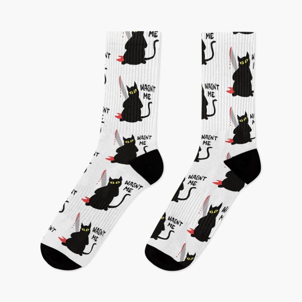 Item preview, Murderous cat holding knife. Funny black Halloween cat wasn't me designed and sold by ReluctantChickn.
